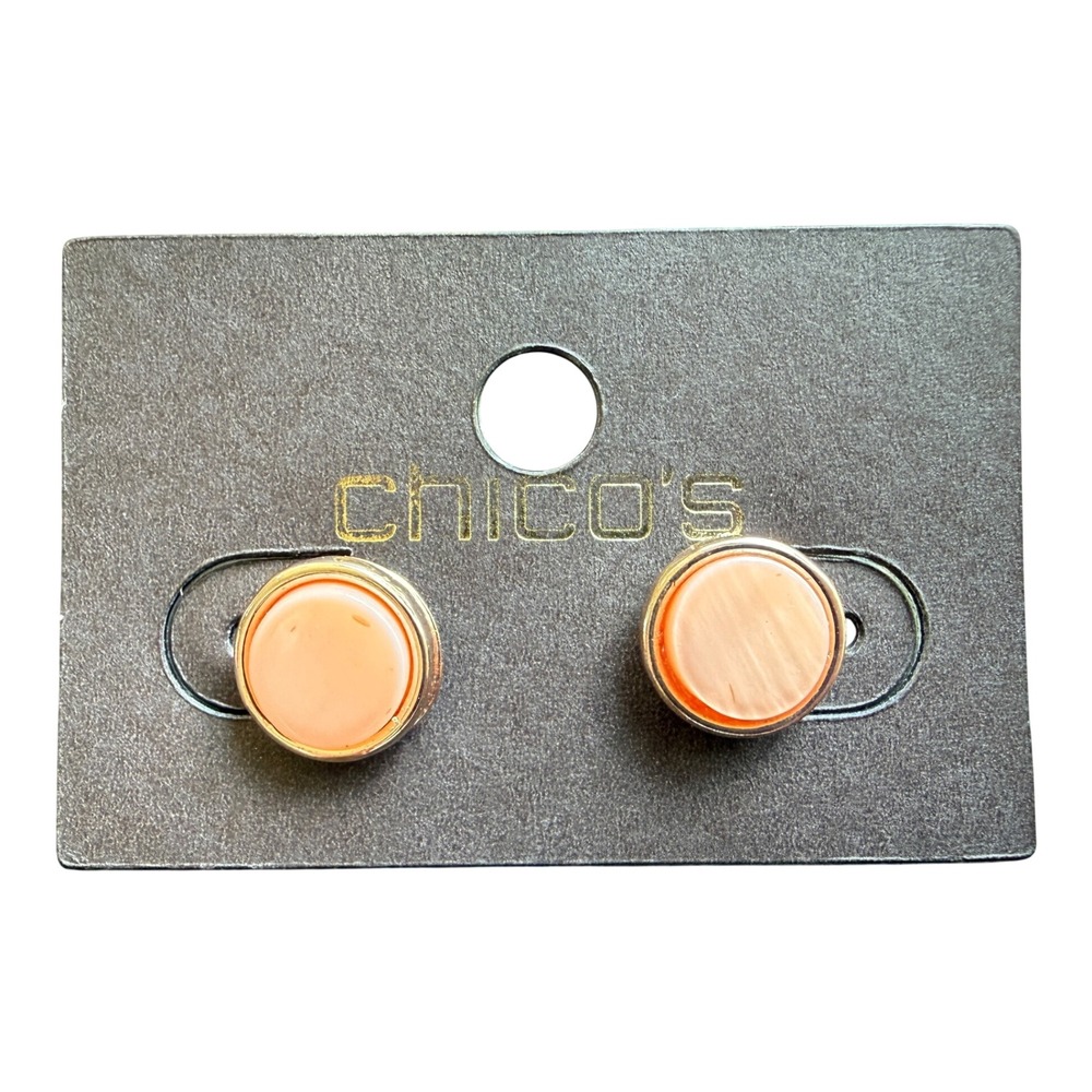 Vintage Chico's Pink Stone Rose Gold Stud Earrings NOS Y2K .4" D
